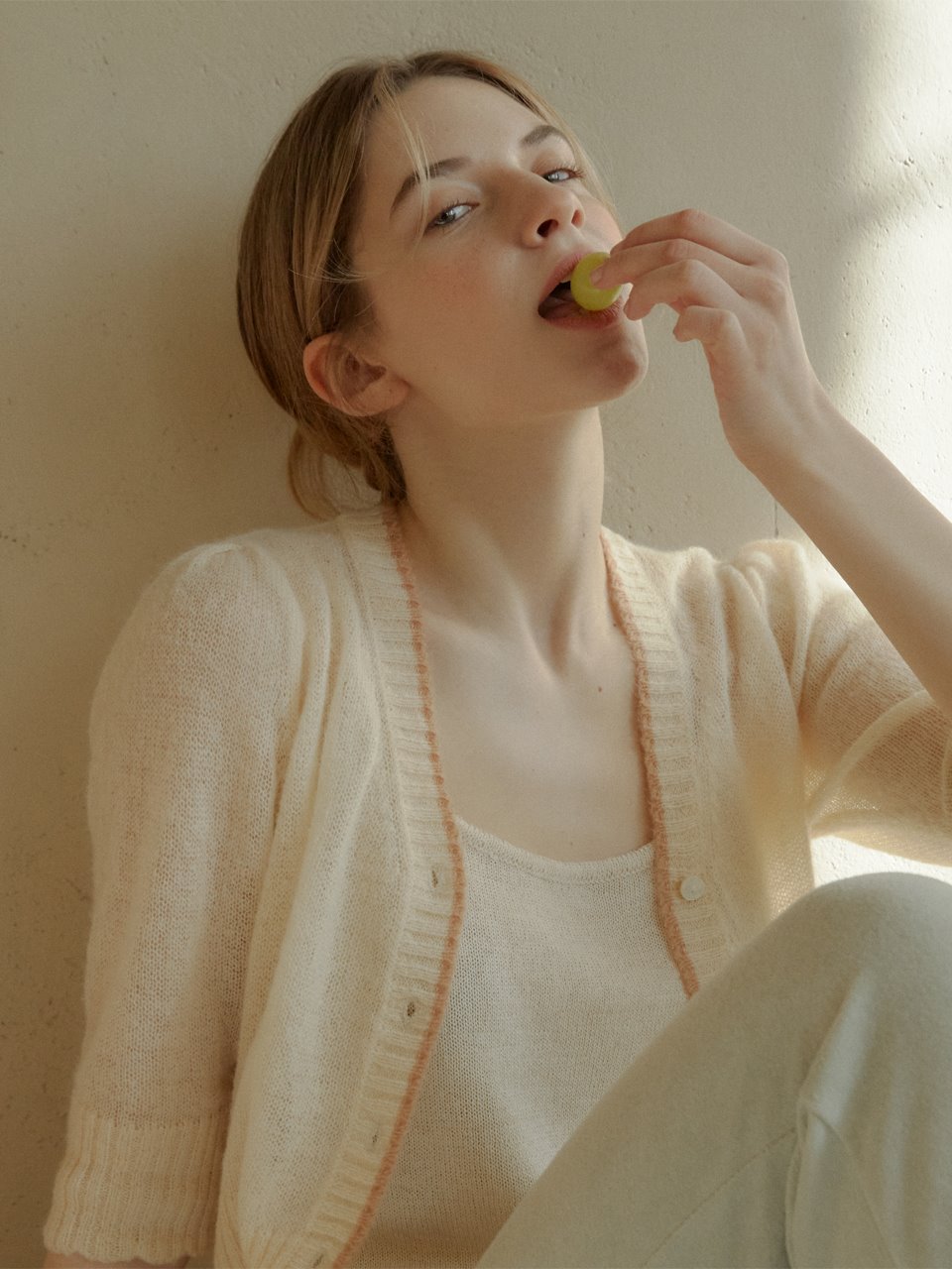 Marie Summer Knit Cardigan - Ivory - ovuni