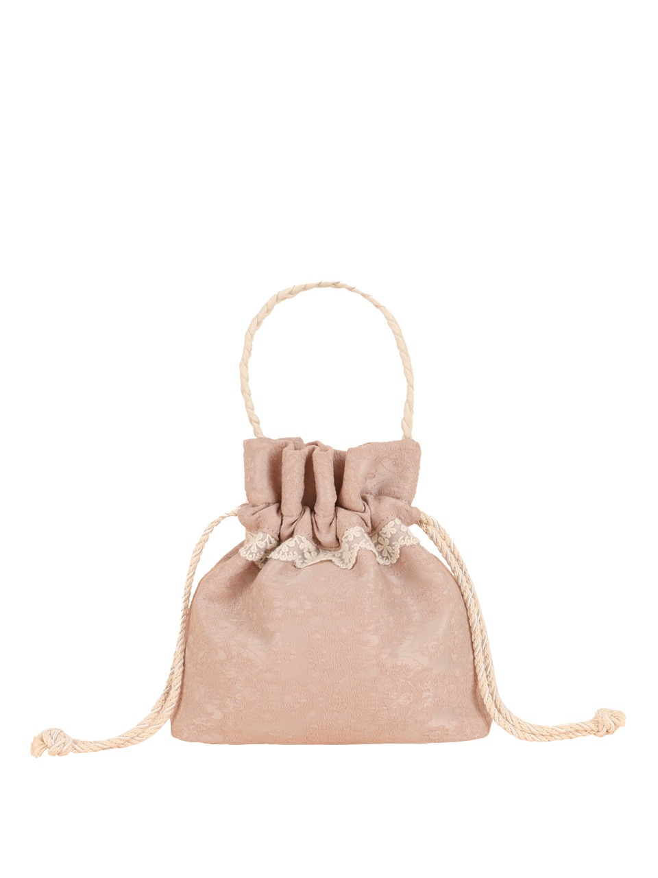 Lace drawstring bag - vintage pink - ovuni