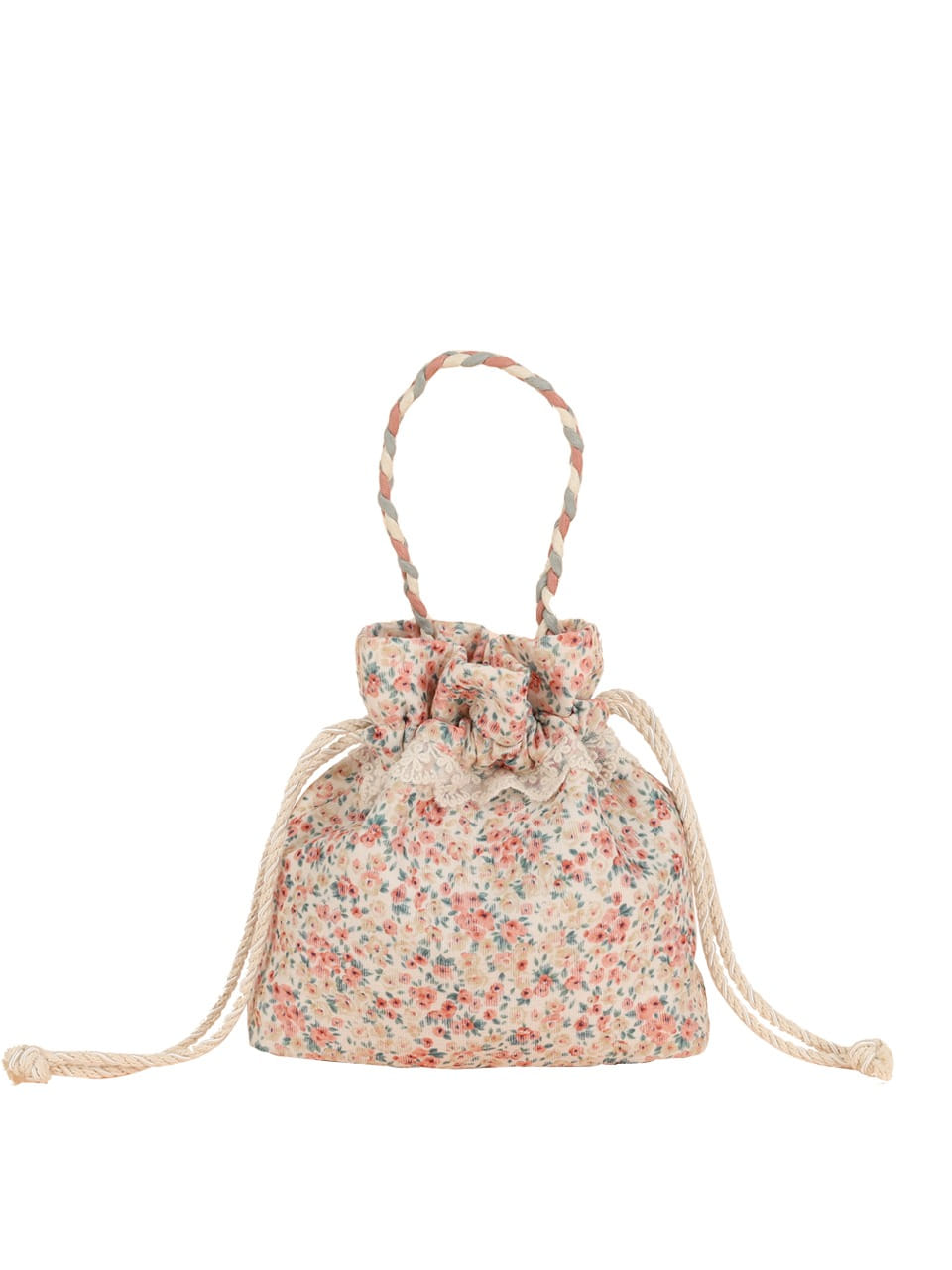 Lace drawstring bag - floral - ovuni